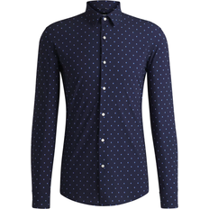 HUGO BOSS Shirts HUGO BOSS P Hank S Kent Printed Performance Stretch Jersey Shirt - Dark Blue