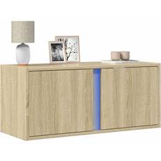 80.0 cm Vægskabe vidaXL Væghængt Tv-bord Med LED-lys 80x31x35 cm Sonoma-eg Vægskab