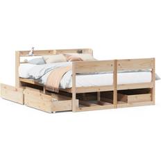 vidaXL Bed Frame Without Mattress 135x190 cm Double Solid Wood Pine