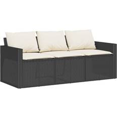 vidaXL 3-Personers Havesofa Med Hynder Polyrattan Sort Sofa