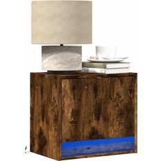 vidaXL Wall-mounted Cabinet With Led Lights Smoked Oak Bedside Table