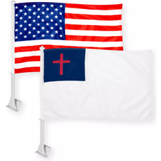 G128 American USA & Christian Car Flag 17x11"