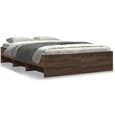 vidaXL Bed Frame Without Mattress Brown Oak 135x190 cm Double Engineered Wood