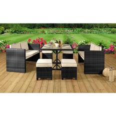 Mistana Sandnes Essence 8 Seater with Cushions - Black (8) Patio Dining Set