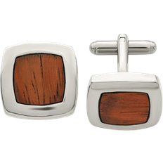 Brown - Men Cufflinks Chisel Inlay Cufflinks - Silver/Brown