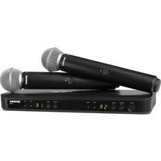 Microphones Shure BLX288/B58 UHF Wireless Microphone System Perfect for Church, Karaoke, Vocals 14-Hour Battery Life, 300 ft Range Includes (2) BETA 58A Handheld Vocal Mics, Dual Channel Receiver J11 Band