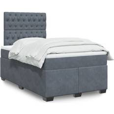 120cm Bed Packages vidaXL Box Spring Bed With Mattress Dark Grey 120x200 cm Velvet