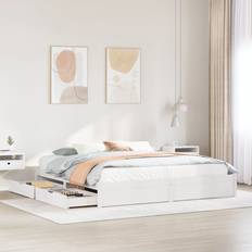 vidaXL Solid Wood Bed with Drawers 180x200 cm