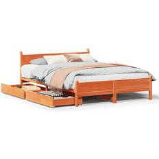 Beds & Mattresses vidaXL Bed Frame Without Mattress Wax Brown 120x190 cm Small Double Solid Wood Pine