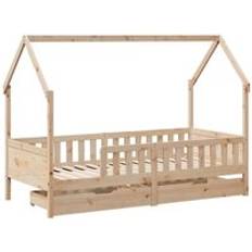vidaXL Sängram Med Lådor För Barn 90x190 Cm Massiv Furu