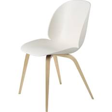 GUBI Chairs GUBI Beetle Alabaster White Matte Lacquered Oak Legs Kitchen Chair