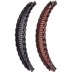 Brown Hair Clips DPWOUM 2 Pack One Black And One Brown Large Banana Clips