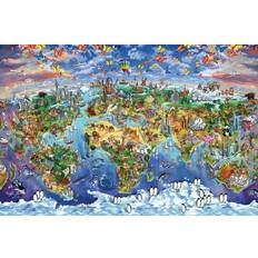 Posters BrainBoosters World Wonders Map 36 x 24 in Poster