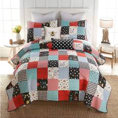 Textiles Donna Sharp Wild One Patch Mini Quilt Set Queen + 2 Standard Shams Bed Linen Red, White