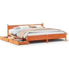 Beds & Mattresses vidaXL Bed Frame Without Mattress Bed Wax Brown 200x200 cm Solid Wood Pine