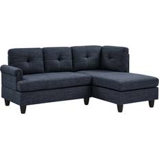 Lark Manor Sectional Solid Blue Sofa 78" 3 Seater