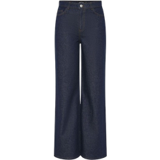 Pieces Selma Hw Wide Fit Jeans - Dark Blue Denim