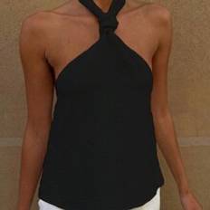 Shein Women's Solid Color Simple Off-Shoulder Halter Tank Top