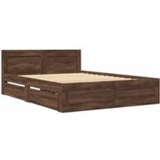 vidaXL Bed Frame With Headboard Brown Oak 140x200 cm