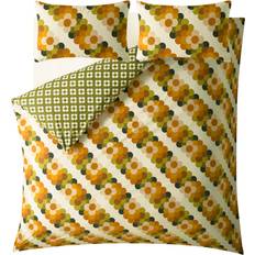 Orla Kiely Retro Flower Stripe Bedding Set + 1 Standard Pillowcase Duvet Cover Orange, Multicolour