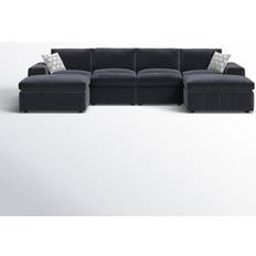 Greyleigh Anchoretta 6 Piece Sectional Dark Gray Polyester Sofa 134" 4 Seater