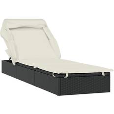 VidaXL Solsenge vidaXL Liggestol Med Foldbart Tag 213x63x97 cm Polyrattan Sort