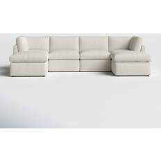 Wade Logan Annai 129 Reversible Modular Beige Corduroy Sofa 129" 6 Seater