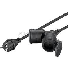 Jordade uttag Skarvsladdar Goobay Outdoor Double Extension Cable, 5 m, black, 5 m, black safety plug (type F, CEE 7/7) 2x safety socket I lager, forväntat leveransdatum hos dig 27-09-2024