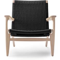 Carl Hansen & Søn Loungestole Carl Hansen & Søn CH25 Tvålad Ek Svartflätat Papperssnöre Loungestol