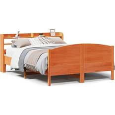vidaXL Bed Frame Without Mattress Wax Brown 120x190 cm Small Double Solid Wood Pine