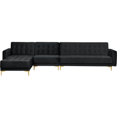 Divano Angolare - Poliestere Divani Beliani Modern Glamorous Black Sofa 347cm 3pcs 5 Seater