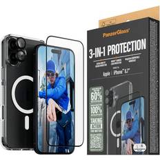 PanzerGlass iPhone 16 Plus PanzerGlass 3-i-1 Bundle m. EasyAligner Skjermbeskyttelse (UWF) Deksel Kamerabeskyttelse Gjennomsiktig Svart