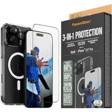 Skjermbeskyttere PanzerGlass iPhone 16 Pro Max PanzerGlass 3-i-1 Bundle m. EasyAligner Skjermbeskyttelse (UWF) Deksel Kamerabeskyttelse Gjennomsiktig Svart