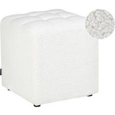 Poggiapiedi Beliani Sgabello Bianco Boucle Rivestito 38 x 38 cm Poggiapiedi