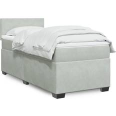 vidaXL Ramsäng Med Madrass Ljusgrå 80x200 cm Sammet Sängpaket