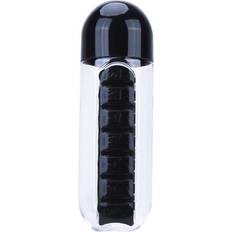 HCSC (Black) 2 in 1 Pill Box Water Bottle Portable Travel Pill Box Bottle Pill Storage Box Medicine Pill Box Drinking Bottle for Carrying