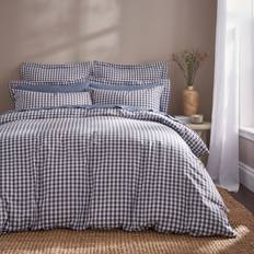 Dunelm Portloe Woven Gingham & Pillowcase Set Folkstone Blue Duvet Cover Blue (200x)