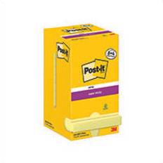 Sticky Notes Post-it Super Sticky Notes Square 76 x 76 mm Plain Canary Yellow Pack of 12