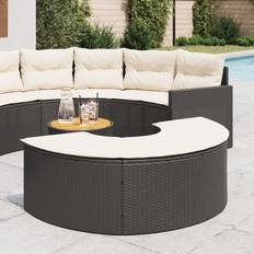 vidaXL Fodskammel Med Hynde Til Haven Polyrattan Sort Loungesæt
