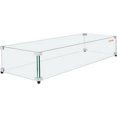 Aluminium Bålfade & Havepejse VEVOR Glass Wind Guard For Rectangular Fire Pit Table 30 x 14 x 7.5 in 0.31 inch Tempered Glass Panel with Hard Aluminum Corner Bracket & Rubber Feet