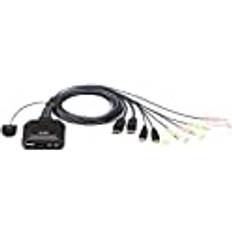 KVM-switchar Aten CS22DP USB-DisplayPort-kabel-KVM-omkopplare med fjärrkontroll, 2 portar