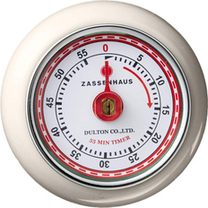 Beige Kitchen Timers Zassenhaus Magnetic Retro 60 Minute 2.75 in Porcelain in Cream Kitchen Timer