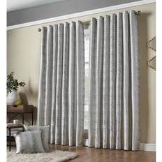 Livinluxury Reflect Jacquard Fully Lined Ring Top Curtains 117 cm x 183 cm - Grey