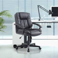 Silver/Chrome Office Chairs Homcom Vinsetto Swivel Executive Mid Back Pu Leather Chair w/ Arm Office Chair