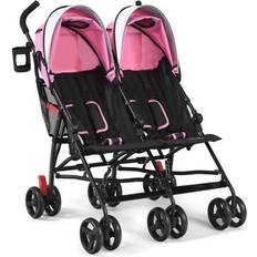 Stroller Covers Costway Foldable Twin Baby Double Stroller Umbrella Kids Stroller Pink