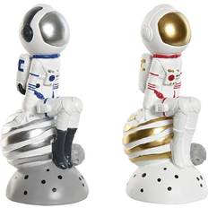 Red Figurines Home ESPRIT Decorative Figure Blue White Red Silver Lady Astronaut 11 x 7 x 24 cm (2 Units) Figurine