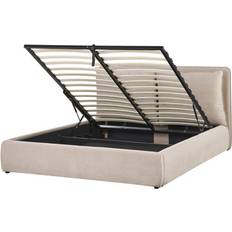 Lits et Matelas Beliani Lit Double Moderne Avec Rangement 160 x 200 cm Beige Bajonna