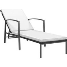 Synthetic Rattan Sun Beds vidaXL Garden Sun Lounger With Cushion Poly Rattan Black