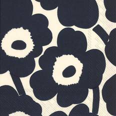 Marimekko unikko dark blue nature ihr paper lunch napkins 3ply 33cm sq 20 pack