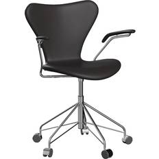 Fritz Hansen 3217 Sjuan Helklädd Läder Soft Black Brown Kontorsstol